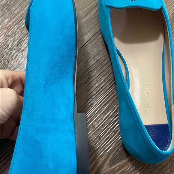 Stuart Weitzman Turquoise Slipknot Suede Flats with Gold Accents!NEW - Picture 7 of 9